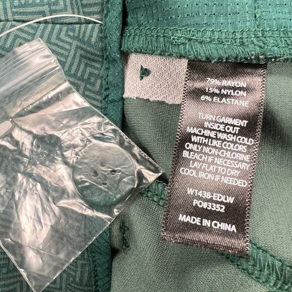 Betabrand crop Cuffed Dress Yoga Ponte Pant Green Geometric Pattern Size XLP - Picture 8 of 11